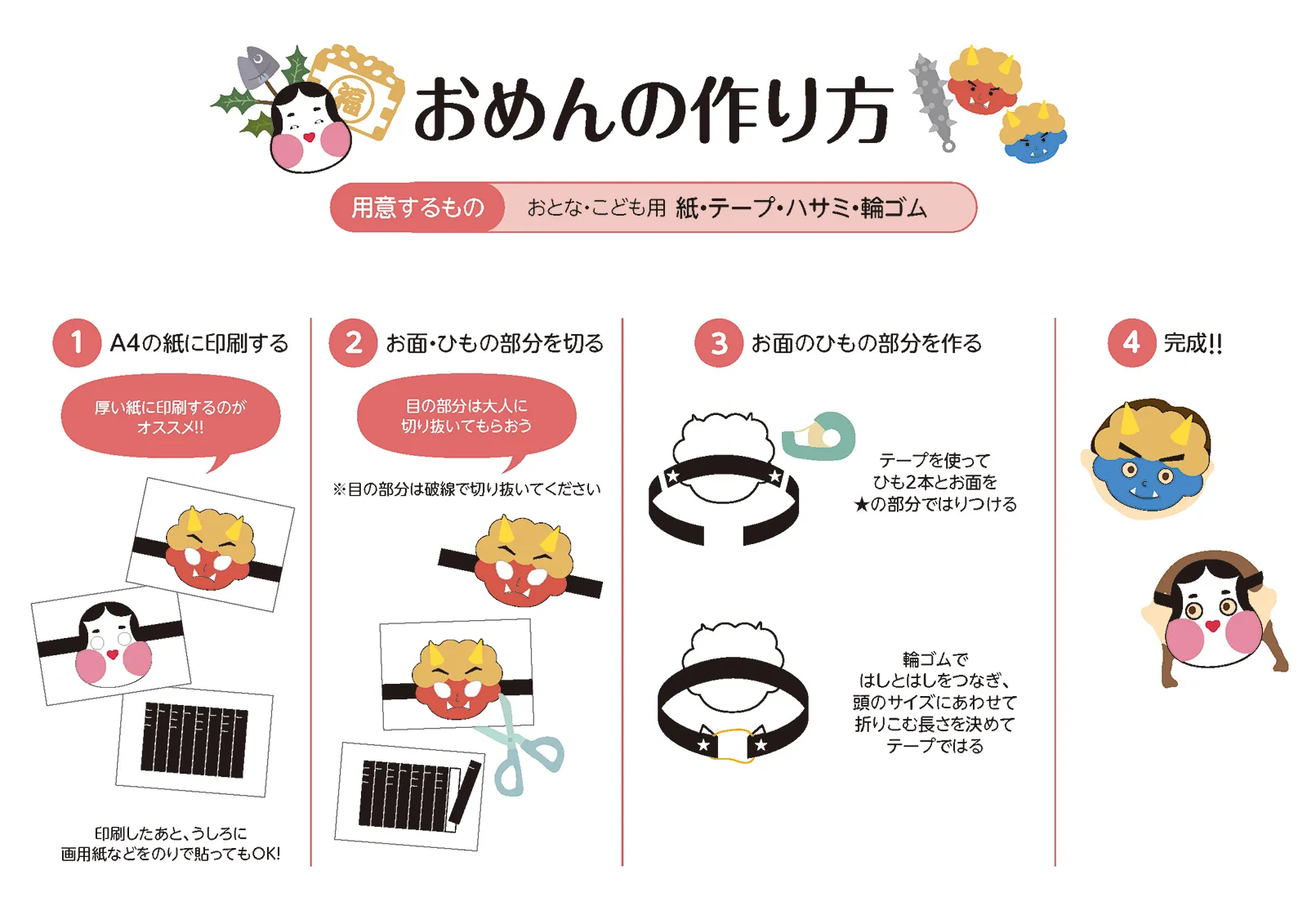 お面の作り方イメージ